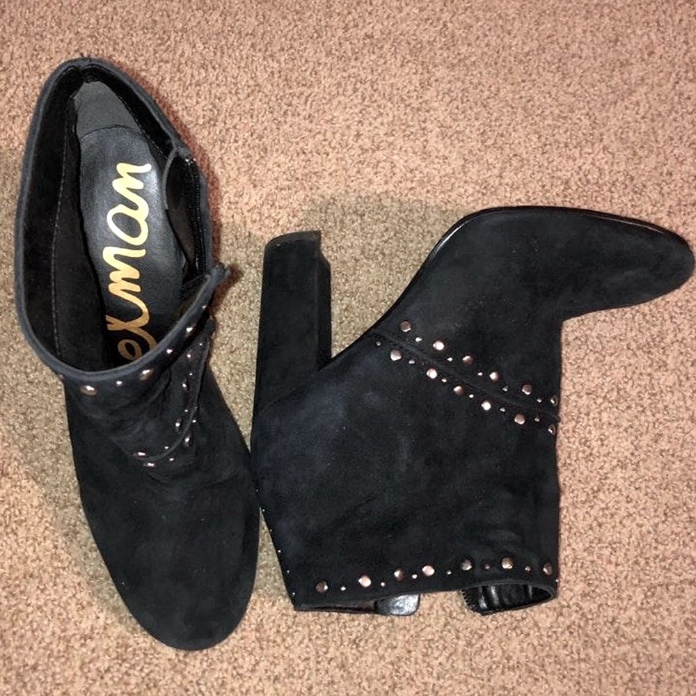 Sam Edelman black suede ankle booties.
